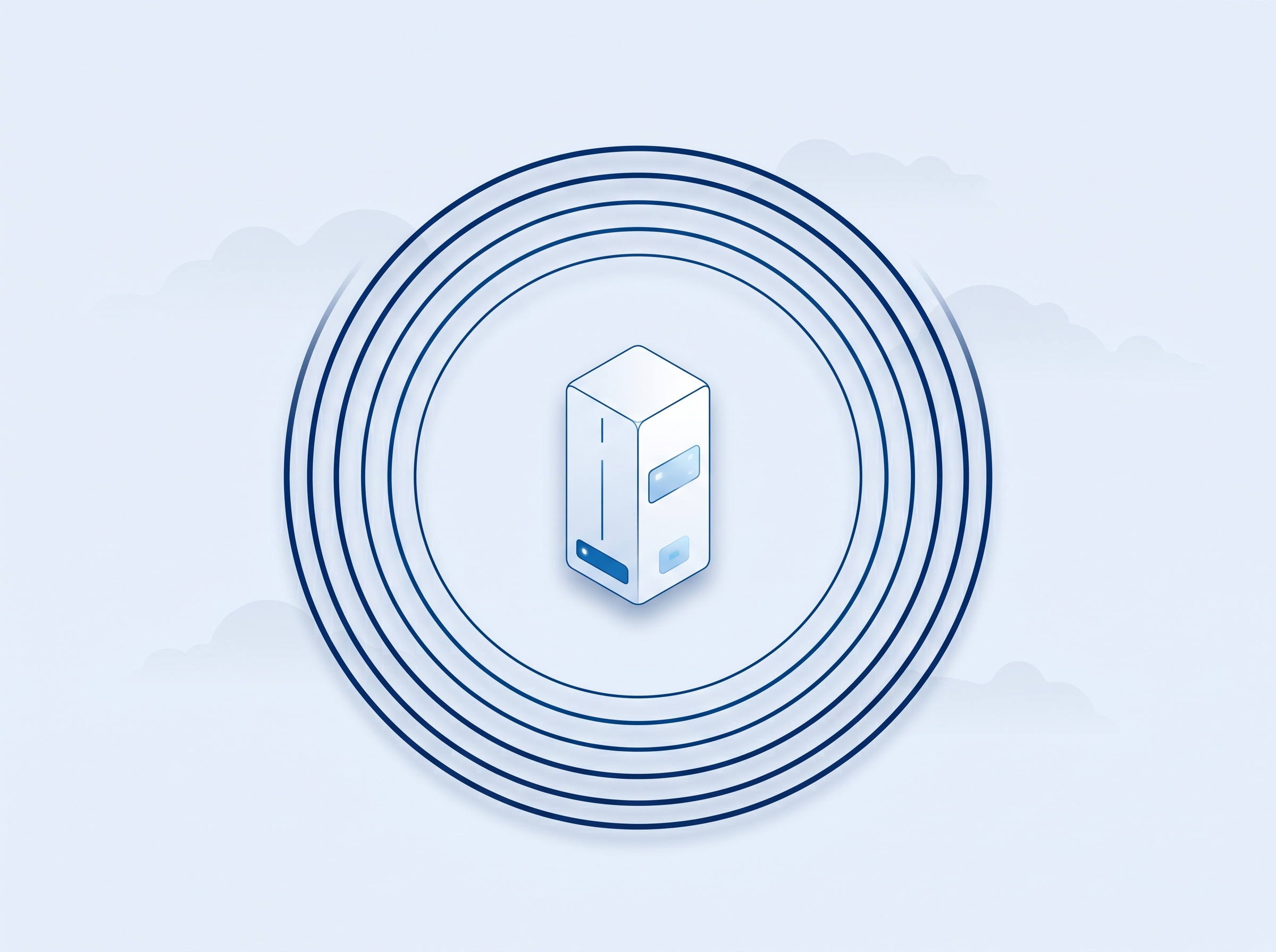Abstract illustration of an isolated server inside a protective perimeter